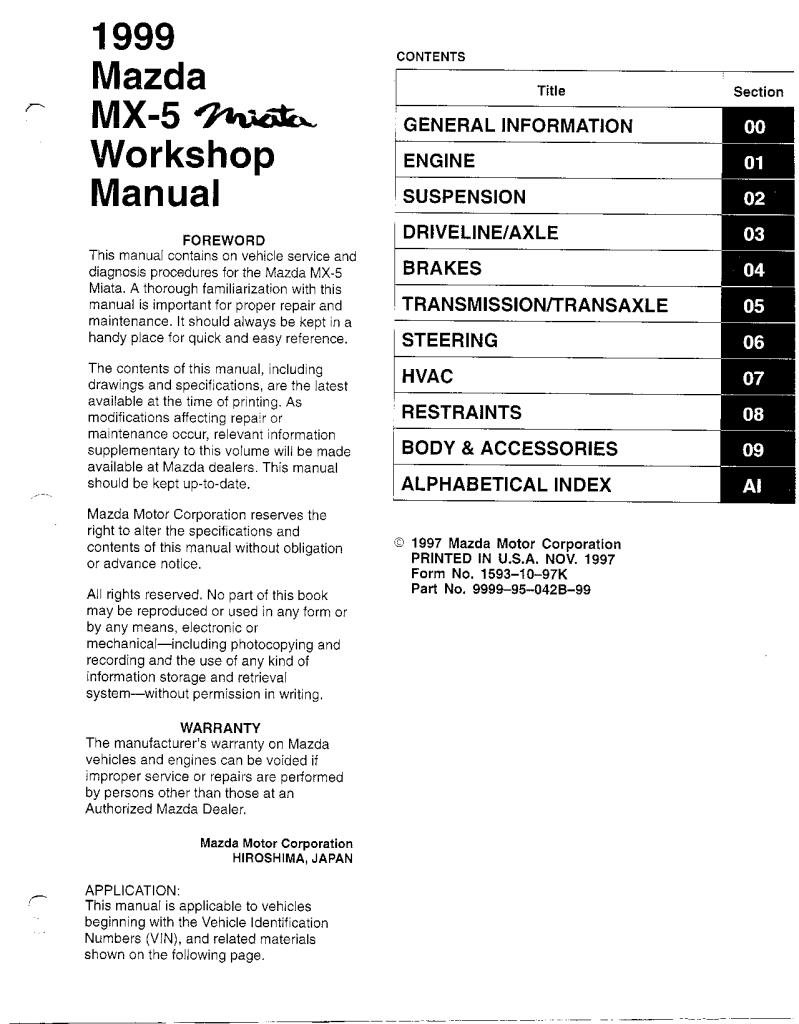 Mazda 5 workshop manual